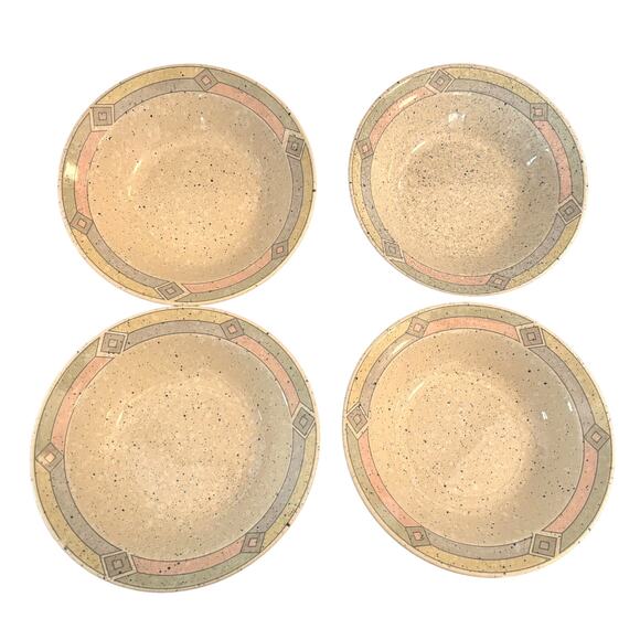 Set of 4 Vintage Nova Studio Terrazzo MBOO2 Ceramic Pastel Cereal Bowls 7" x 7" - Picture 1 of 4